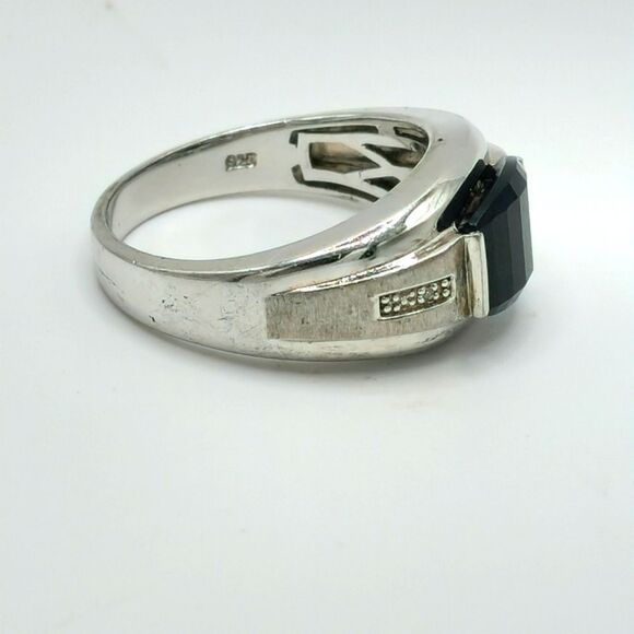 Vintage Men's Silver Black Onyx Ring - Picture 6 of 8